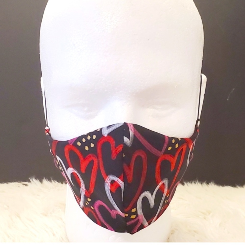Black Valentine’s Day Themed Face Mask With Hearts